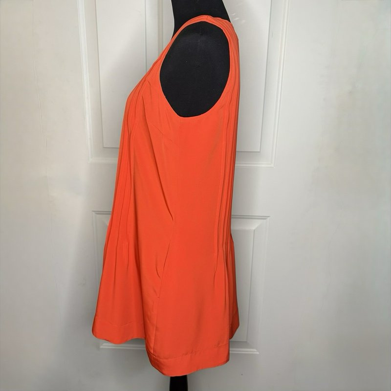Lauren Ralph Lauren Petite 8P Cabana Orange Pleated Shift Dress Tunic NWT