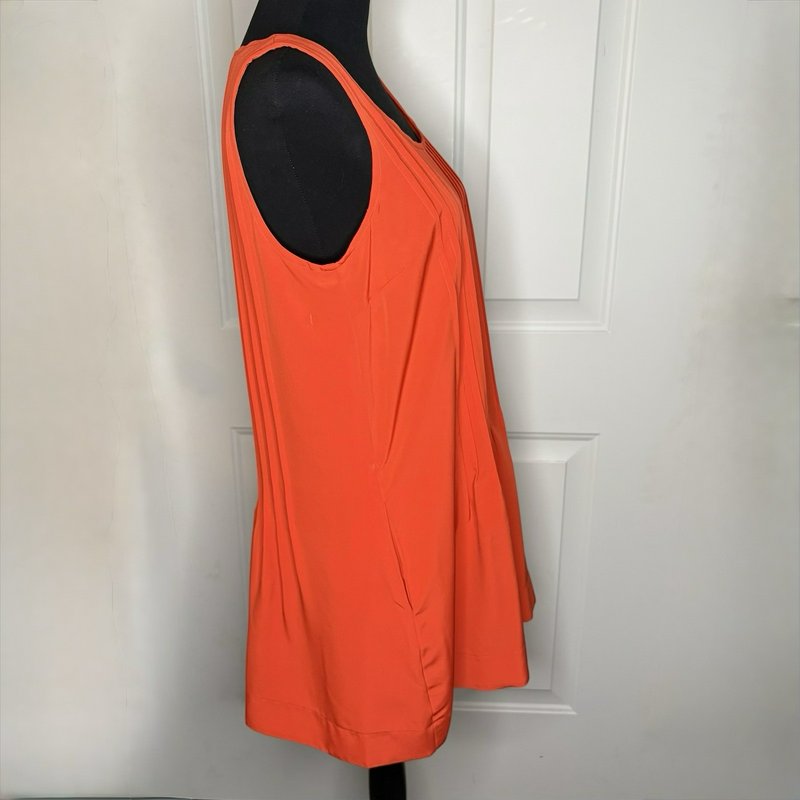 Lauren Ralph Lauren Petite 8P Cabana Orange Pleated Shift Dress Tunic NWT