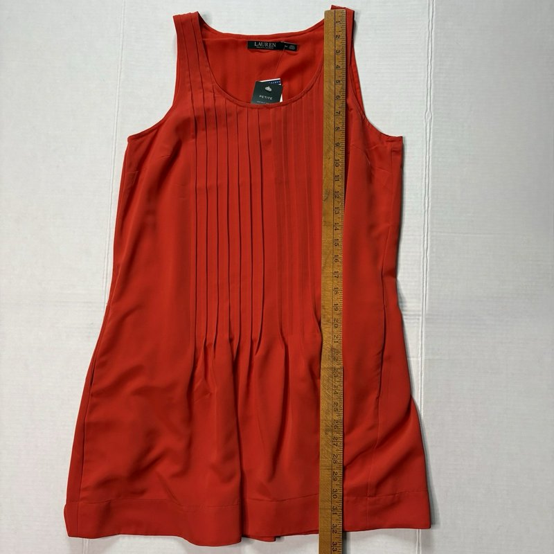 Lauren Ralph Lauren Petite 8P Cabana Orange Pleated Shift Dress Tunic NWT
