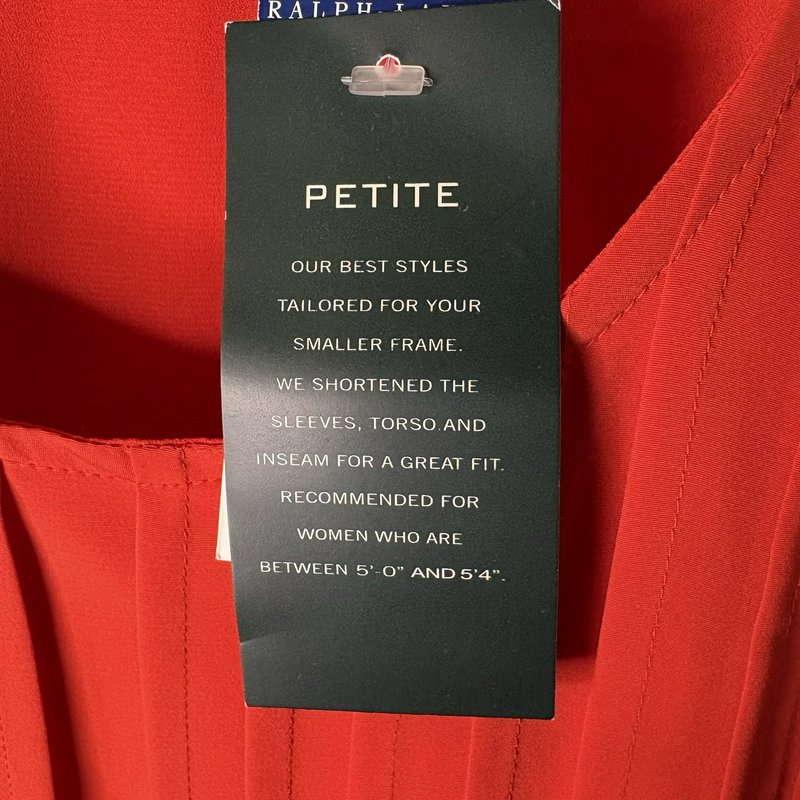 Lauren Ralph Lauren Petite 8P Cabana Orange Pleated Shift Dress Tunic NWT