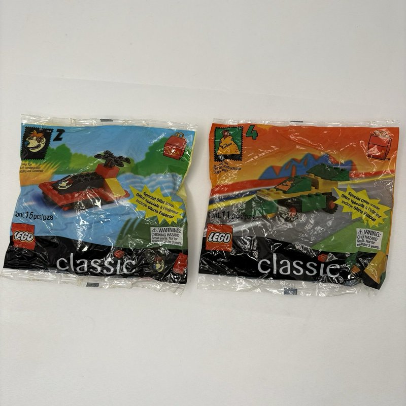 LEGO McDonalds Classic Polybag Lot #2 Hovercraft & #4 Race Car Sealed 1999