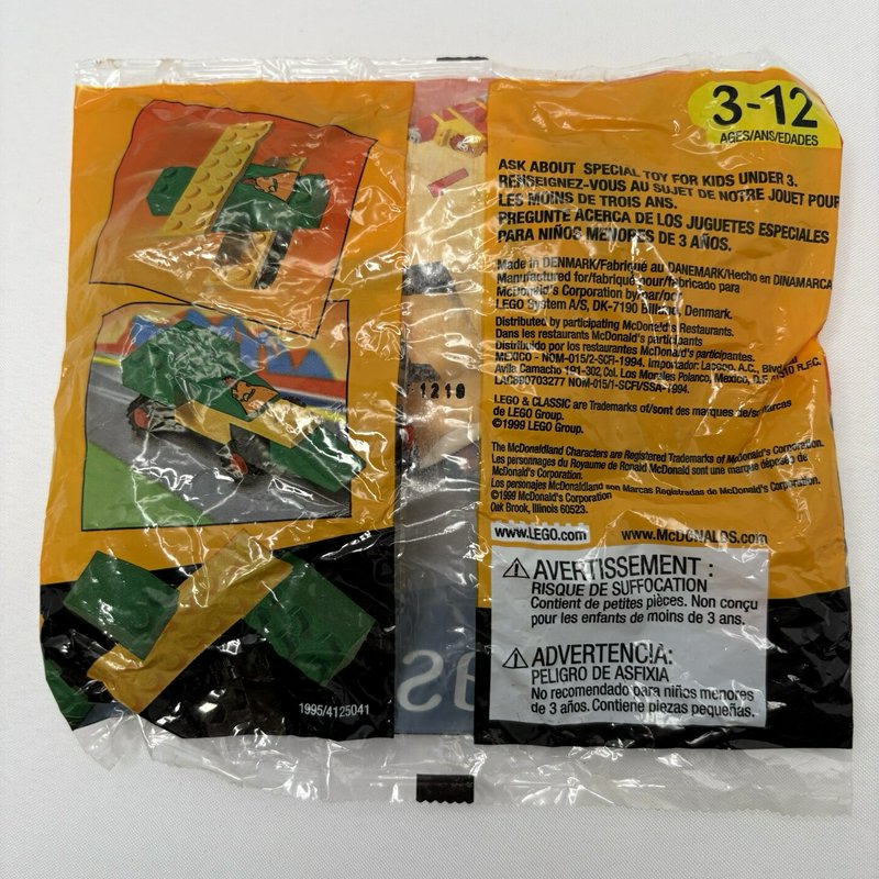 LEGO McDonalds Classic Polybag Lot #2 Hovercraft & #4 Race Car Sealed 1999