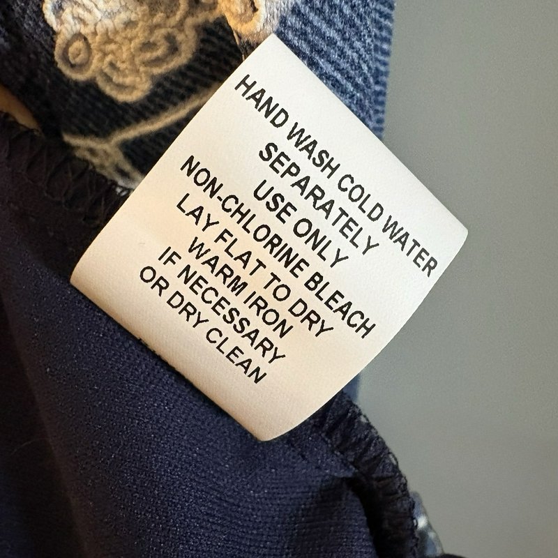 Rabbit Rabbit Designs Dress Womens 8 Blue White Embroidered Floral Belted Lined