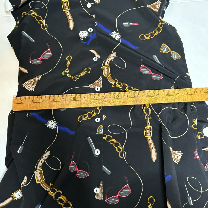 NWT Apt. 9 Women’s M Black Novelty Print Belted Shirt Dress Collared Midi