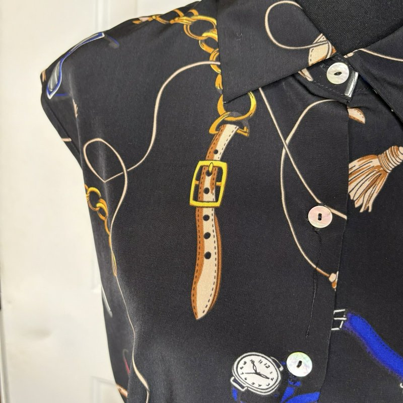 NWT Apt. 9 Women’s M Black Novelty Print Belted Shirt Dress Collared Midi