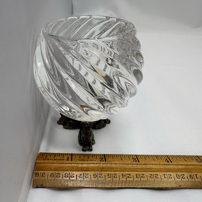 Crystal Clear Swirl Glass Votive Candle Holder Bunny Base Easter Decor