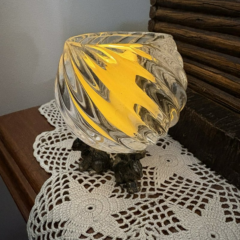 Crystal Clear Swirl Glass Votive Candle Holder Bunny Base Easter Decor