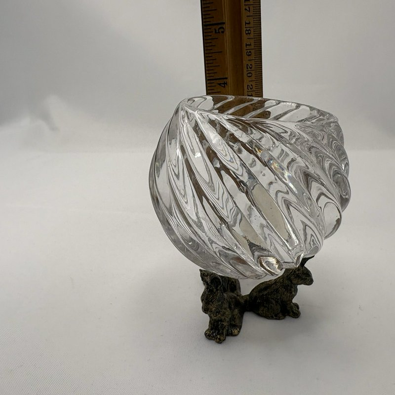 Crystal Clear Swirl Glass Votive Candle Holder Bunny Base Easter Decor