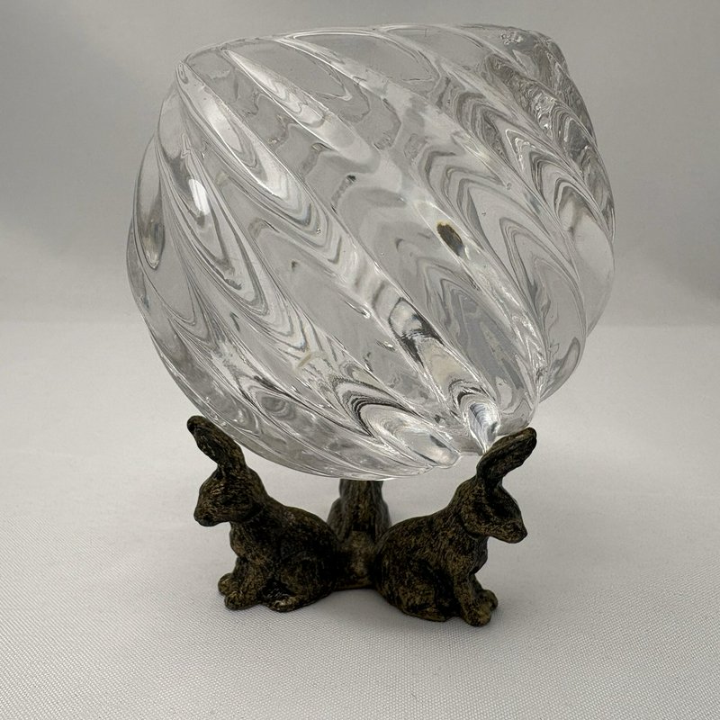 Crystal Clear Swirl Glass Votive Candle Holder Bunny Base Easter Decor