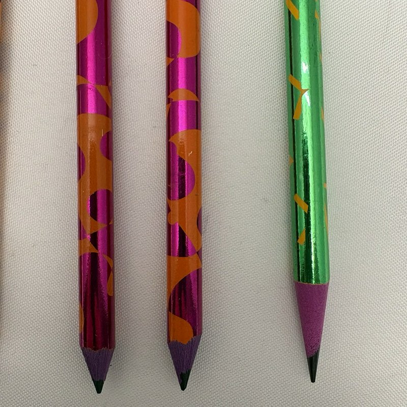 Vintage Retro Metallic Foil Novelty Pencils Lot 7 Ball Top Erasers 90s Y2K