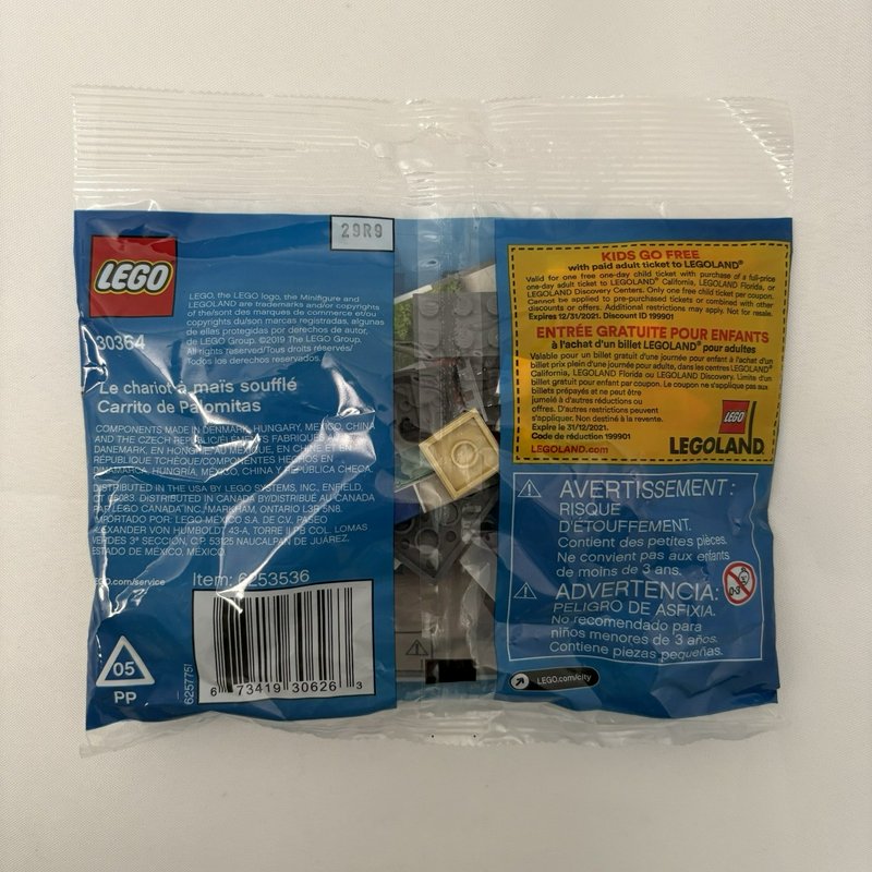 LEGO City 30364 Popcorn Cart Polybag Sealed 43 pcs Minifigure Snack