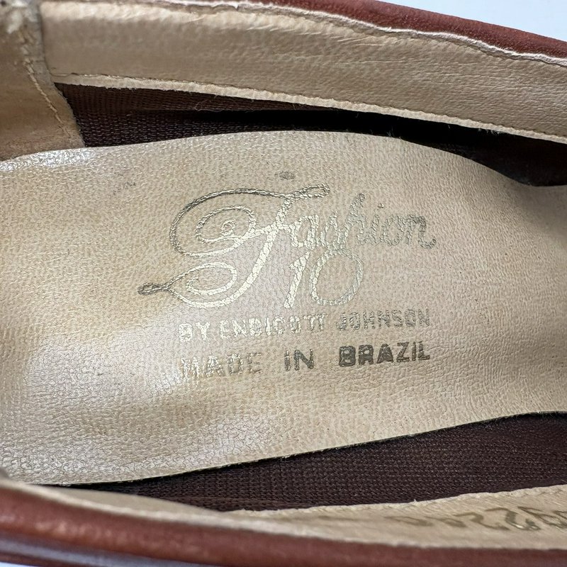 Vintage Endicott Johnson Tassel Loafer Heels Brown Leather 7.5M Brazil