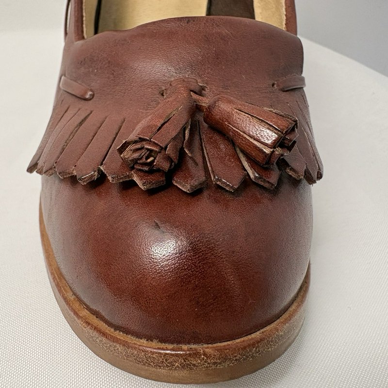 Vintage Endicott Johnson Tassel Loafer Heels Brown Leather 7.5M Brazil