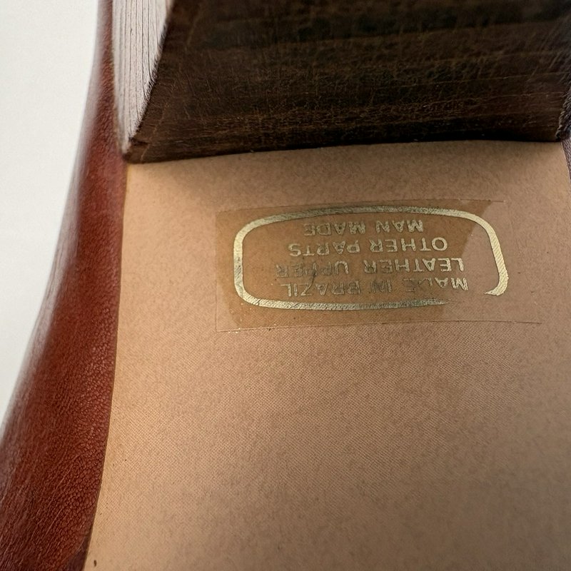 Vintage Endicott Johnson Tassel Loafer Heels Brown Leather 7.5M Brazil