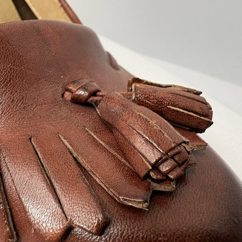 Vintage Endicott Johnson Tassel Loafer Heels Brown Leather 7.5M Brazil