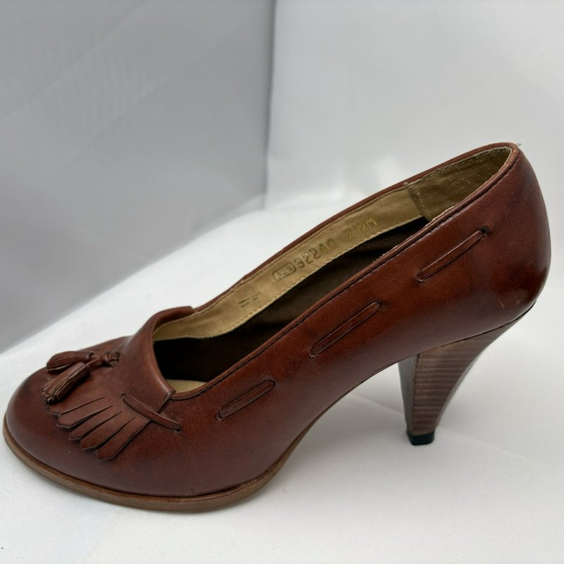 Vintage Endicott Johnson Tassel Loafer Heels Brown Leather 7.5M Brazil