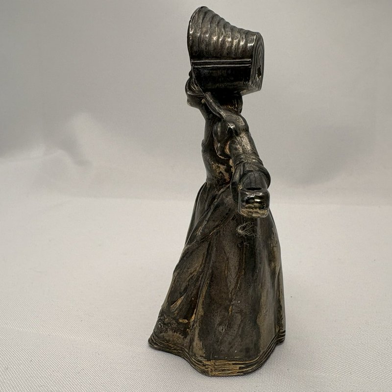 Vintage Little Match Girl Candle Snuffer Figurine Silver Plate 4” Patina