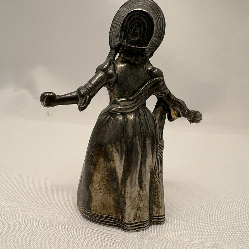 Vintage Little Match Girl Candle Snuffer Figurine Silver Plate 4” Patina