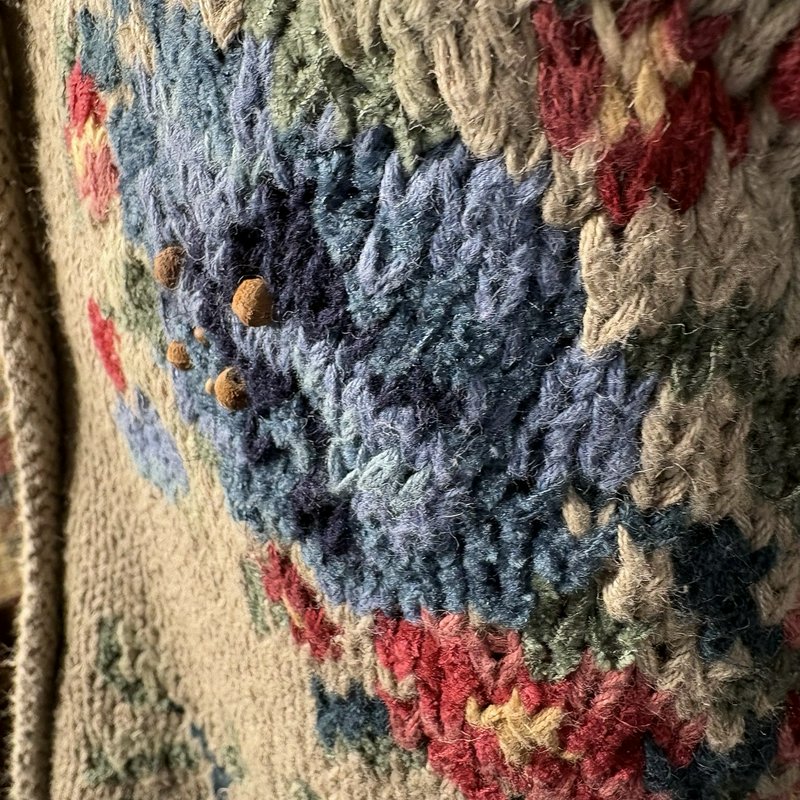 Northern Isles Hand Knit Floral Beaded Sweater Vest M Cottagecore