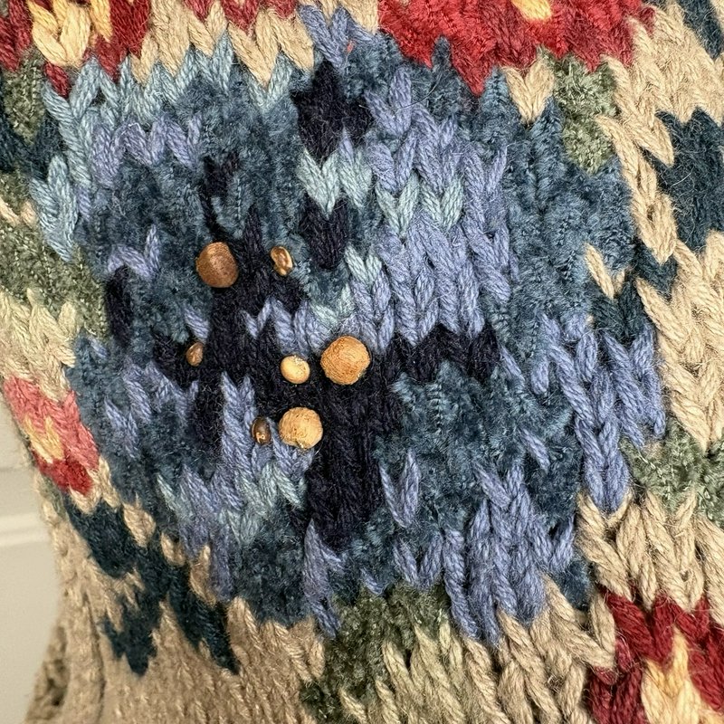 Northern Isles Hand Knit Floral Beaded Sweater Vest M Cottagecore