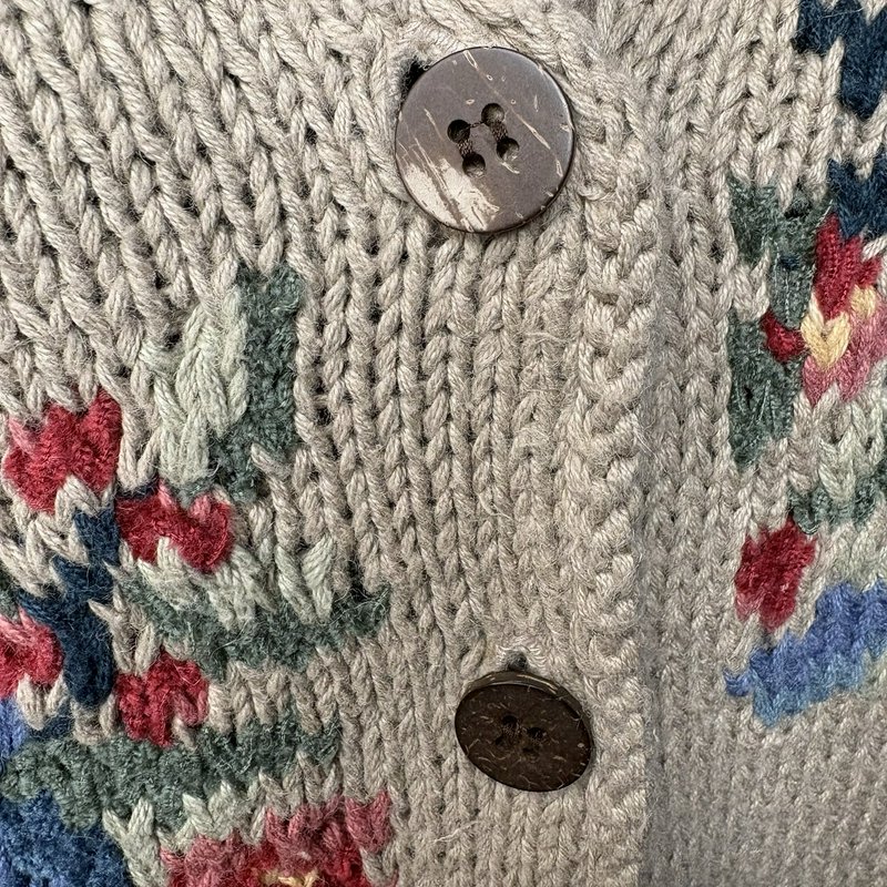Northern Isles Hand Knit Floral Beaded Sweater Vest M Cottagecore