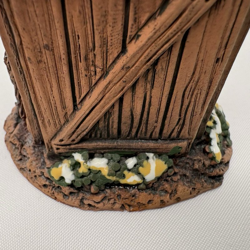 Miniature Outhouse Figurine Clay Rustic Folk Art Fairy Garden Decor