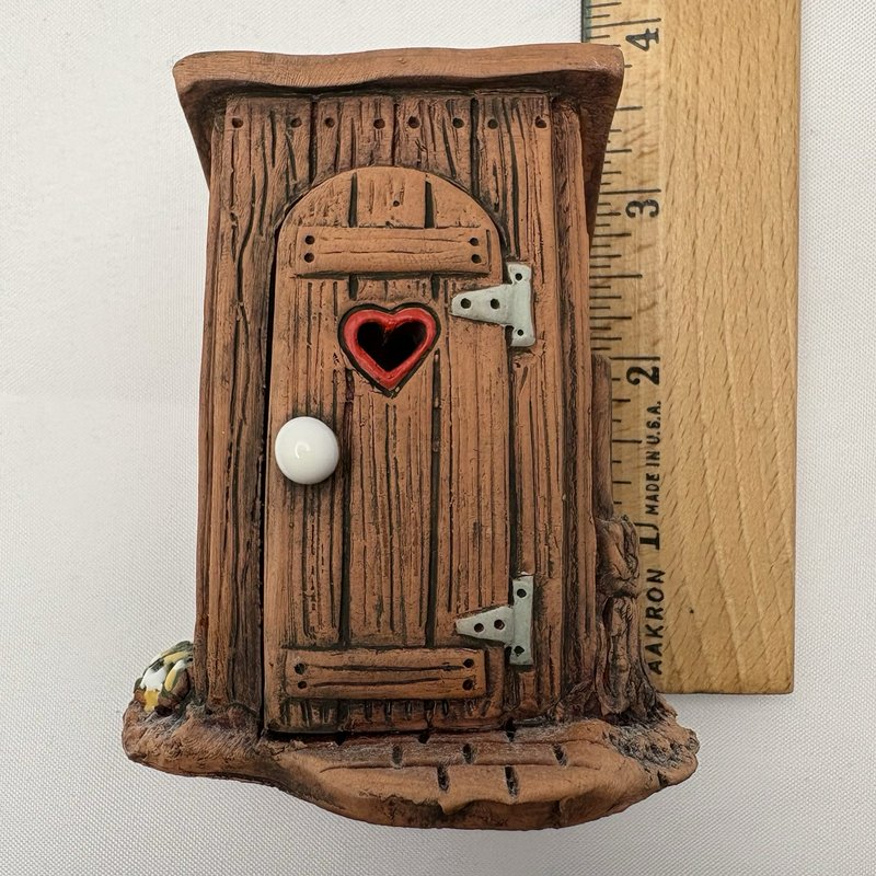Miniature Outhouse Figurine Clay Rustic Folk Art Fairy Garden Decor