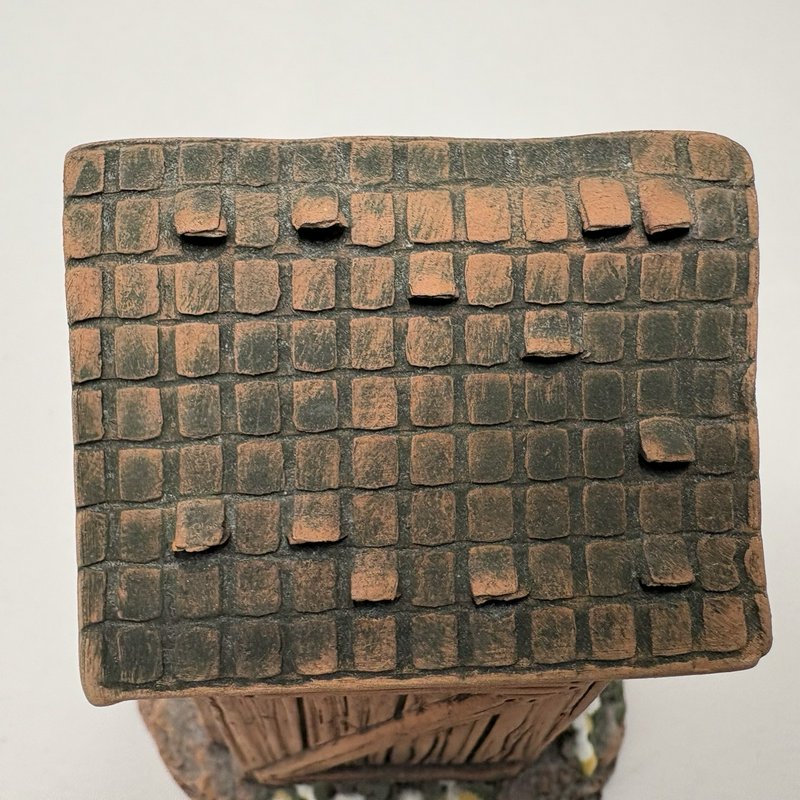 Miniature Outhouse Figurine Clay Rustic Folk Art Fairy Garden Decor