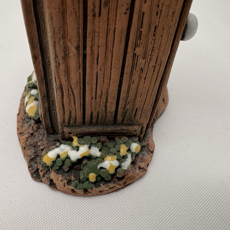 Miniature Outhouse Figurine Clay Rustic Folk Art Fairy Garden Decor