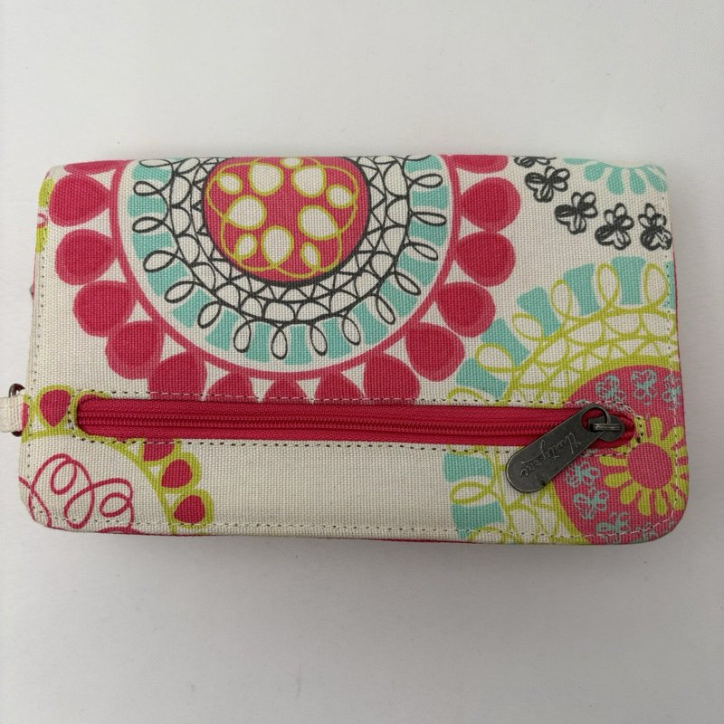 Thirty-One Floral Wallet Clutch Zip Around Organizer Pink Teal
