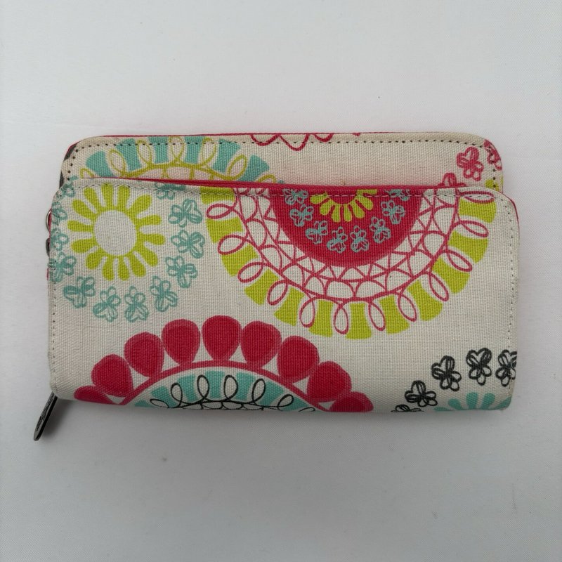 Thirty-One Floral Wallet Clutch Zip Around Organizer Pink Teal