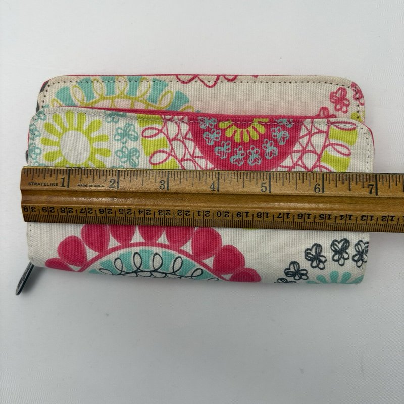 Thirty-One Floral Wallet Clutch Zip Around Organizer Pink Teal