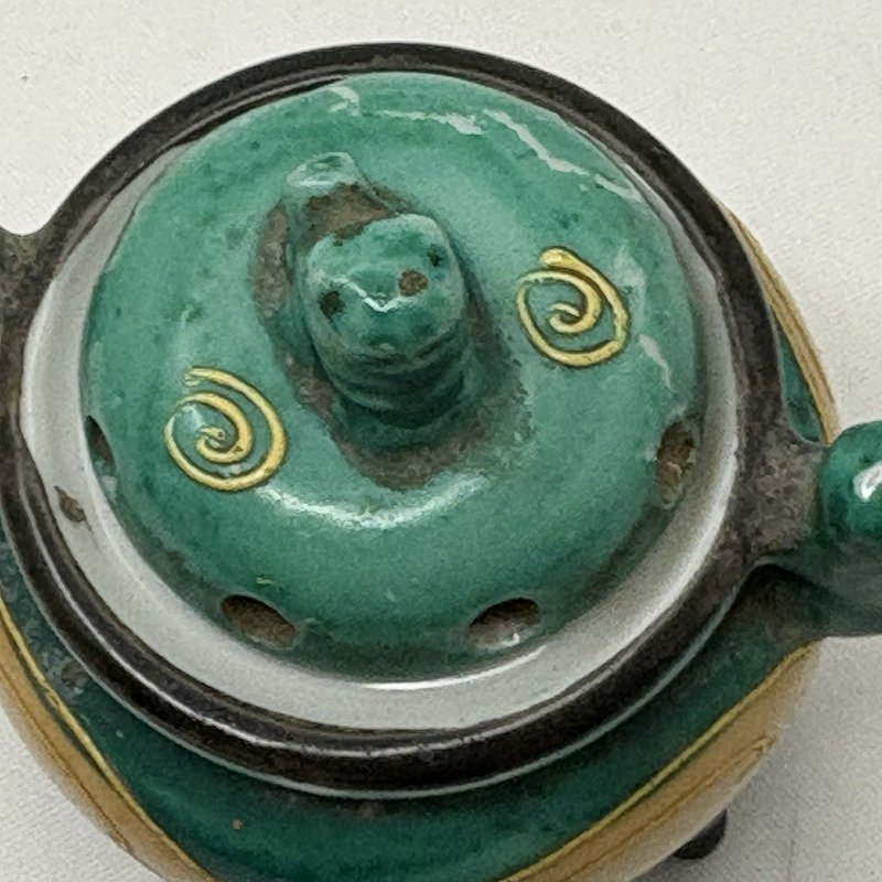 Vintage Japanese Incense Burner Tripod Porcelain Moriage Figural Lid