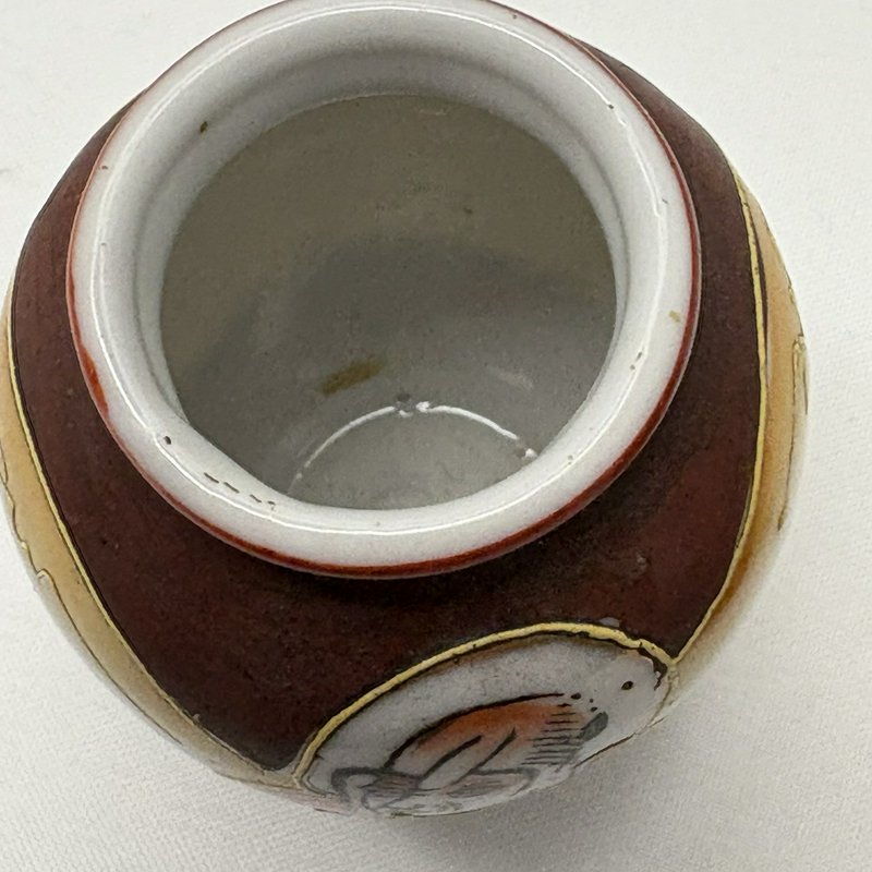 Vintage Occupied Japan Hand Painted Mini Vases Pair Geisha Moriage 2.5”