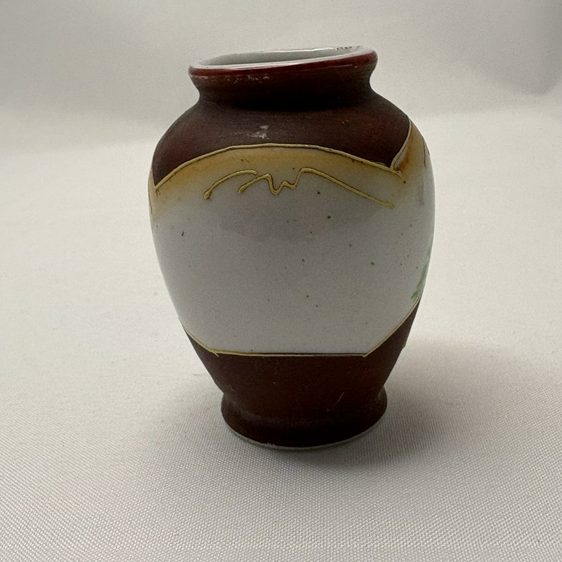 Vintage Occupied Japan Hand Painted Mini Vases Pair Geisha Moriage 2.5”