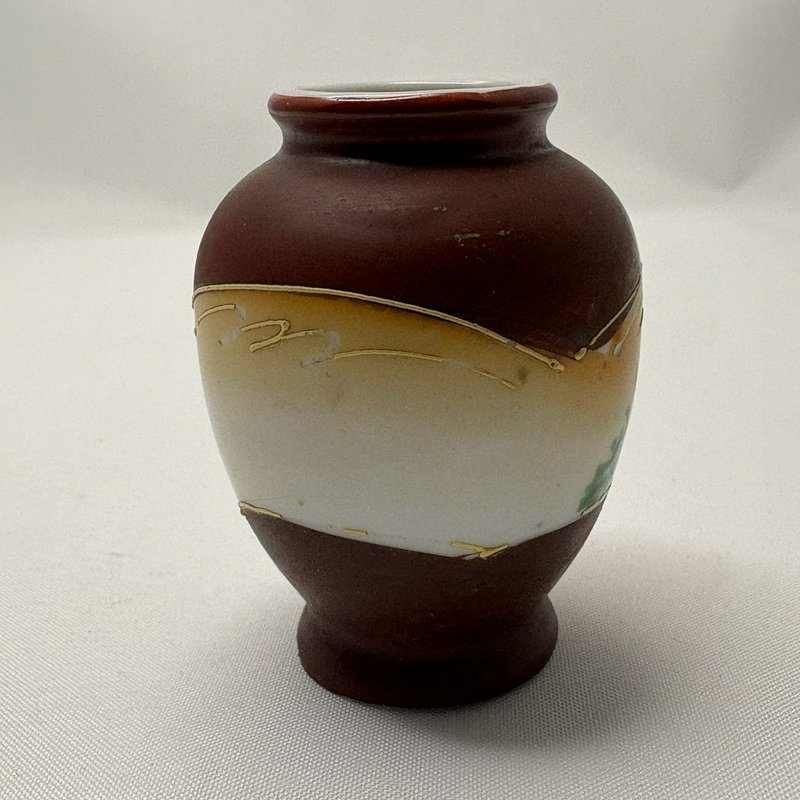 Vintage Occupied Japan Hand Painted Mini Vases Pair Geisha Moriage 2.5”