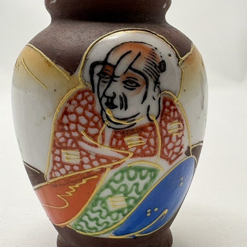 Vintage Occupied Japan Hand Painted Mini Vases Pair Geisha Moriage 2.5”