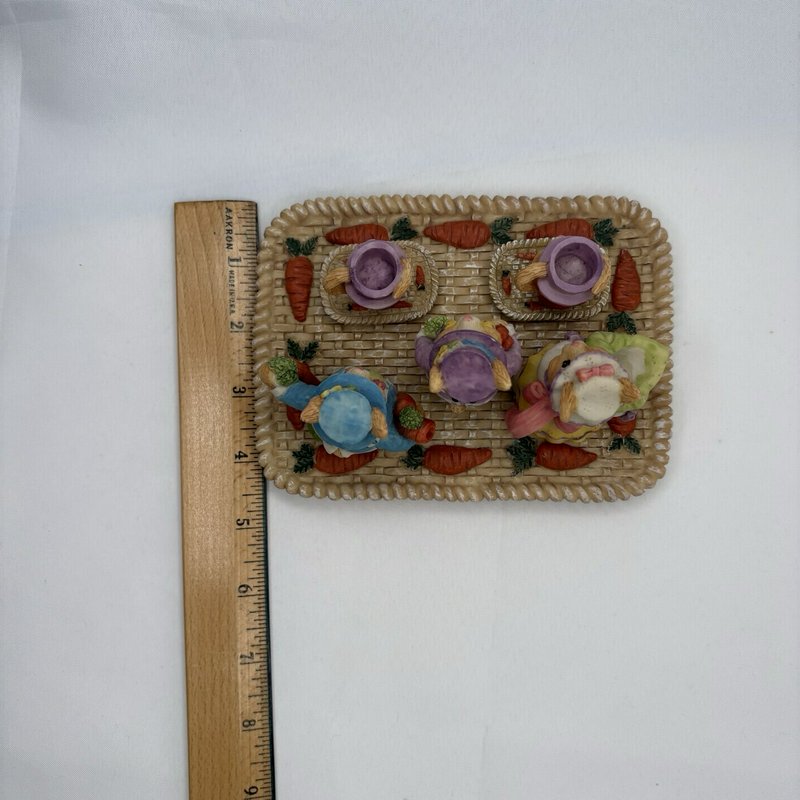 Young’s Inc Easter Bunny Tea Party Set Tray Rabbits Carrots 1995 