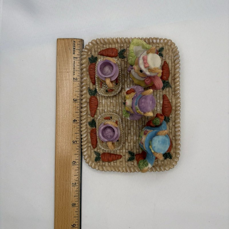 Young’s Inc Easter Bunny Tea Party Set Tray Rabbits Carrots 1995 