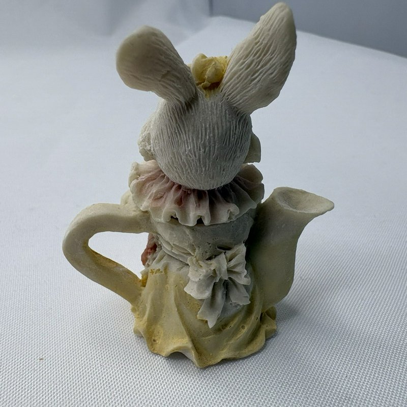 Vintage Easter Bunny Tea Party Set Miniature Rabbits Figurine Display