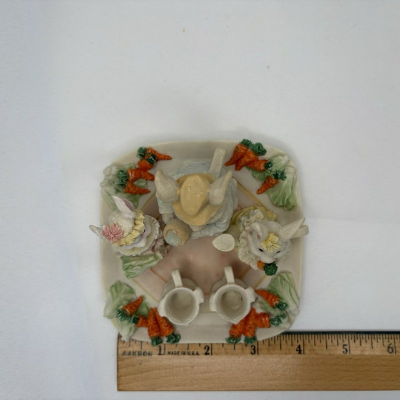 Vintage Easter Bunny Tea Party Set Miniature Rabbits Figurine Display