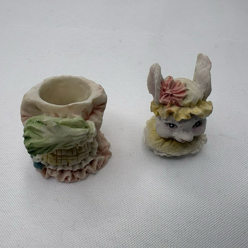 Vintage Easter Bunny Tea Party Set Miniature Rabbits Figurine Display
