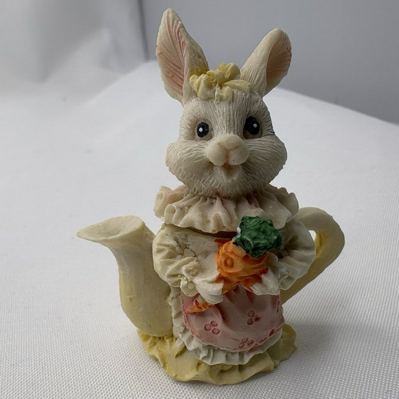 Vintage Easter Bunny Tea Party Set Miniature Rabbits Figurine Display