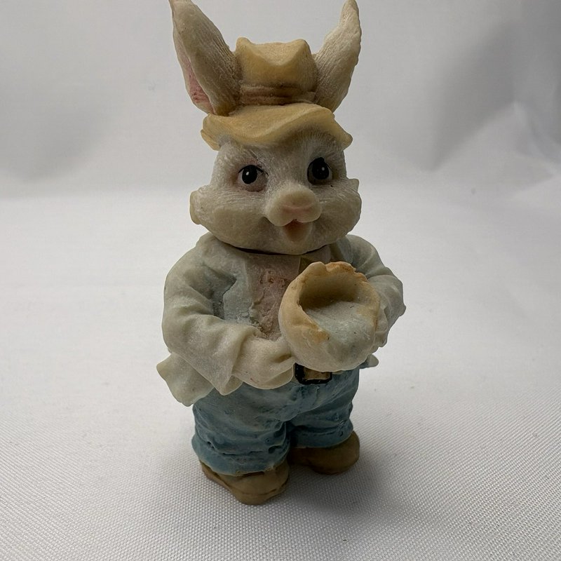 Vintage Easter Bunny Tea Party Set Miniature Rabbits Figurine Display