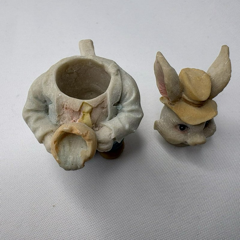 Vintage Easter Bunny Tea Party Set Miniature Rabbits Figurine Display