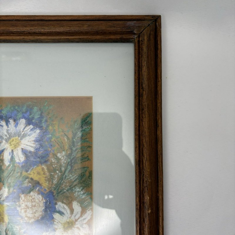 Vintage Framed Floral Still Life Pastel Painting Signed 1973 Bible Art