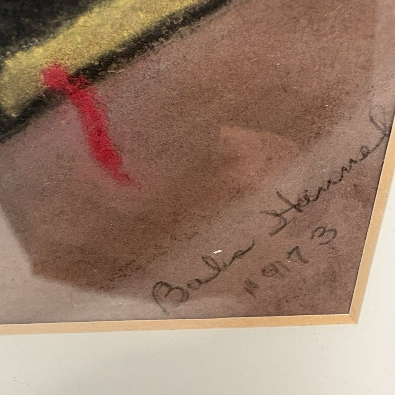 Vintage Framed Floral Still Life Pastel Painting Signed 1973 Bible Art