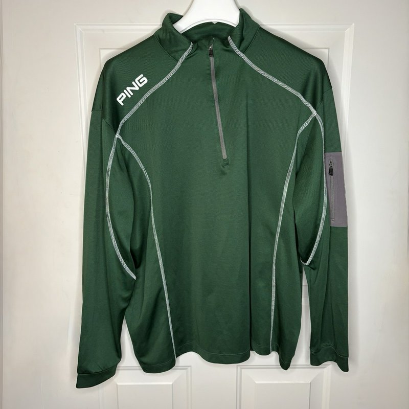 Ping Performance 1/4 Zip Pullover Green Long Sleeve Golf Top Mens XXL