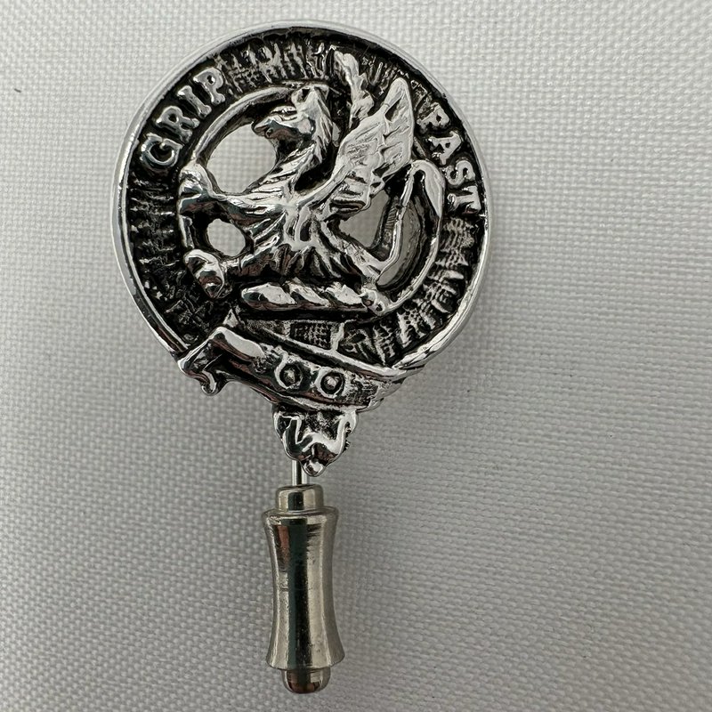 Scottish Clan Leslie Griffin Crest Stick Pin Lapel Hat Kilt Pin Silver