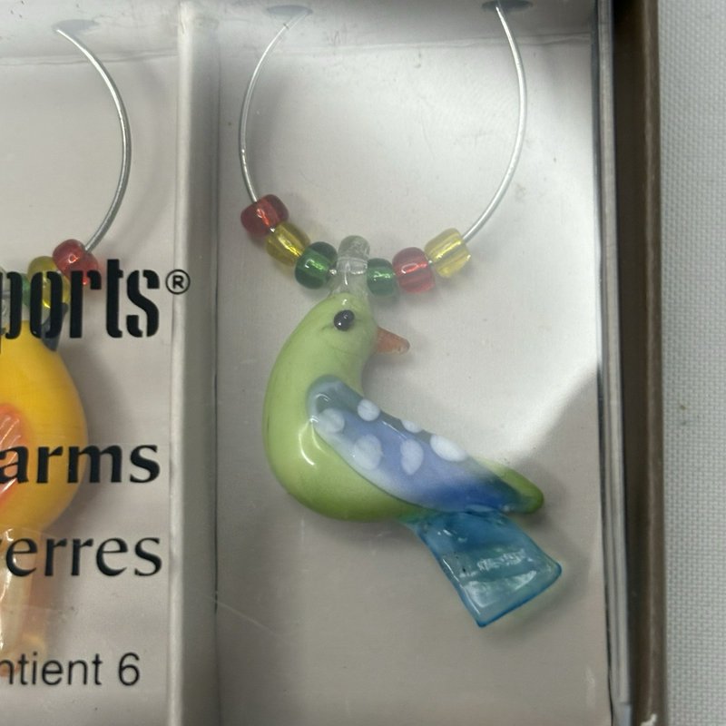Pier 1 Imports Bird Drink Charms Set of 6 Colorful Stem Markers